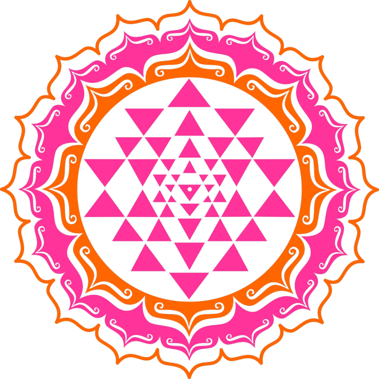 Sri Yantra pink and orange no background 768x768